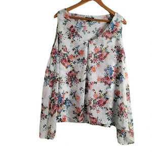 ROZ & ALI size 2X  Multicolored Floral Print Sleeveless Top women's